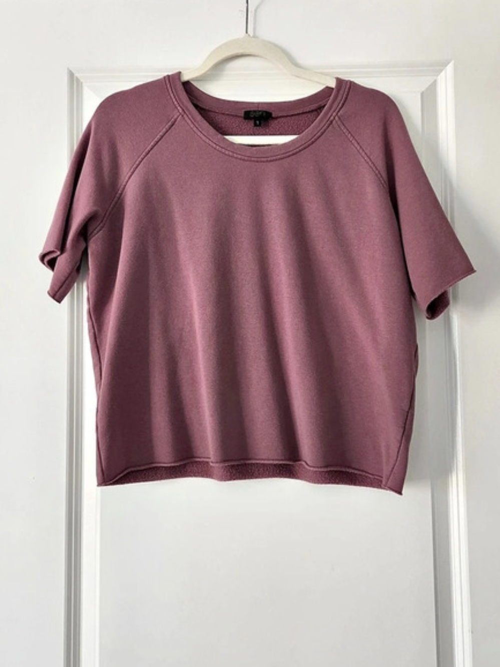 Sen Short Sleeve Fleece Boxy Oversized in Mauve Size Small
